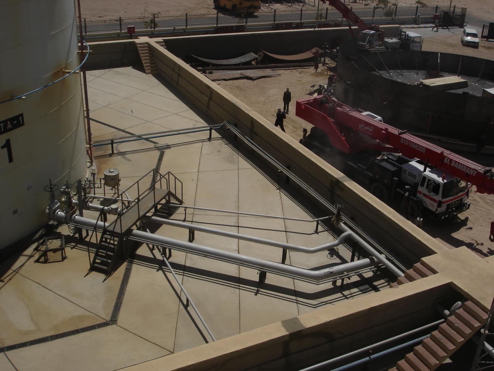 Inside a jet-fuel storage tank and bund under construction at the Hurghada fuelling depot